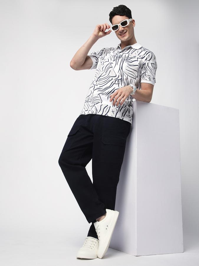 Men Cotton Regular Fit Flat Front Cargo Trousers