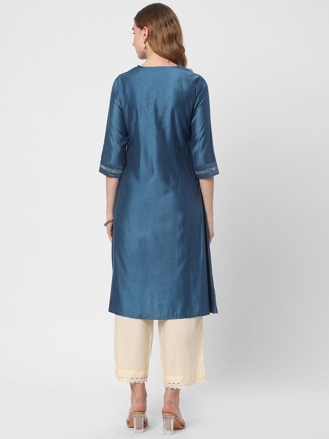 Women V-Neck Straight Kurta image number 2