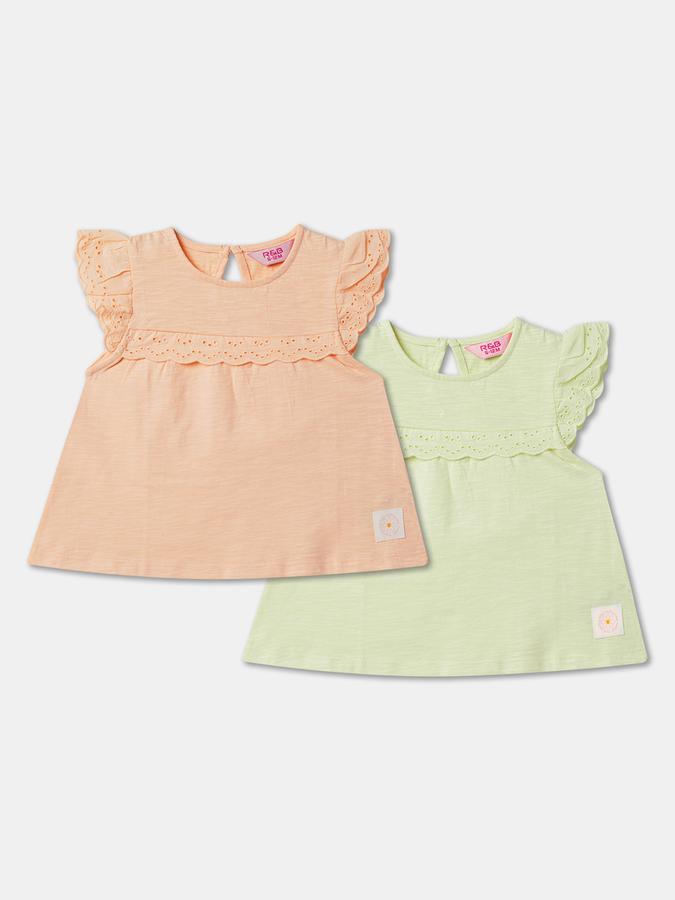 Girls Pack of 2 Regular Fit T-Shirt