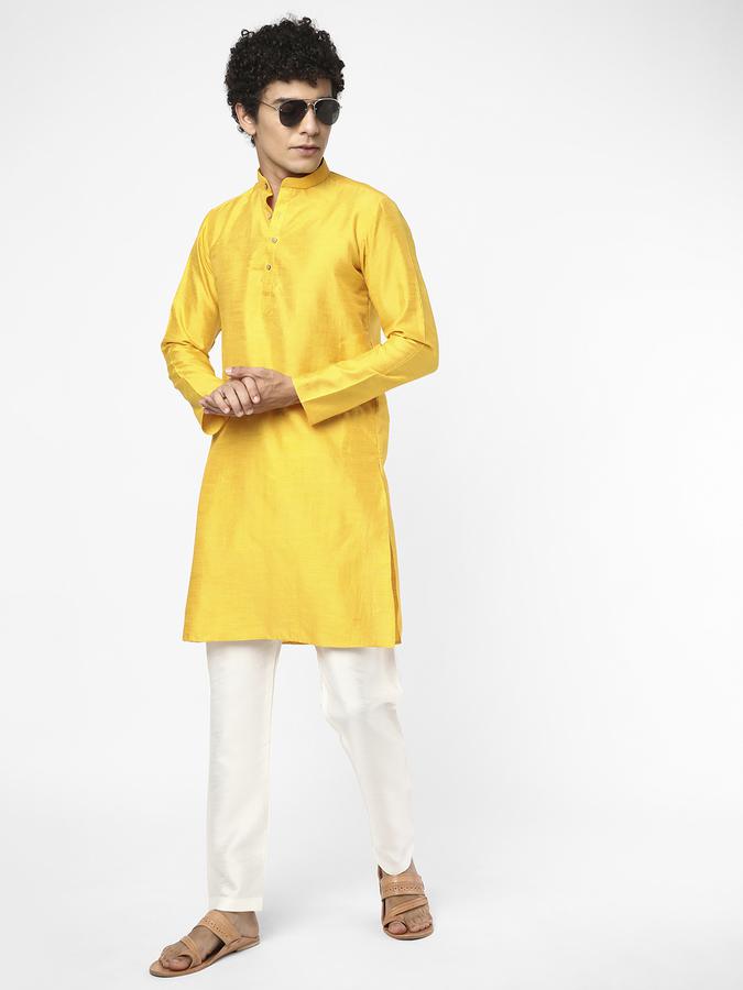 R&B Men Yellow Kurtas image number 1