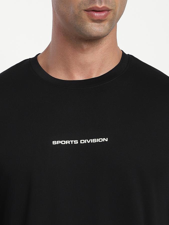 Men Polyester Relaxed Fit Crew Neck Typographic T-shirt