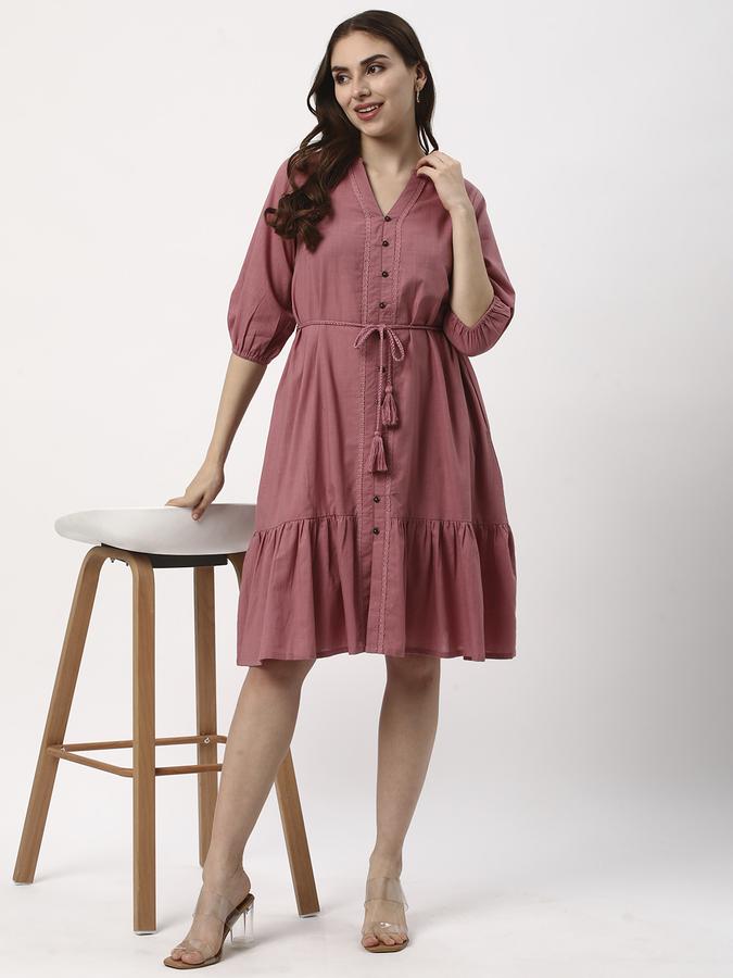 Women Solid Round Neck Dresses image number 1
