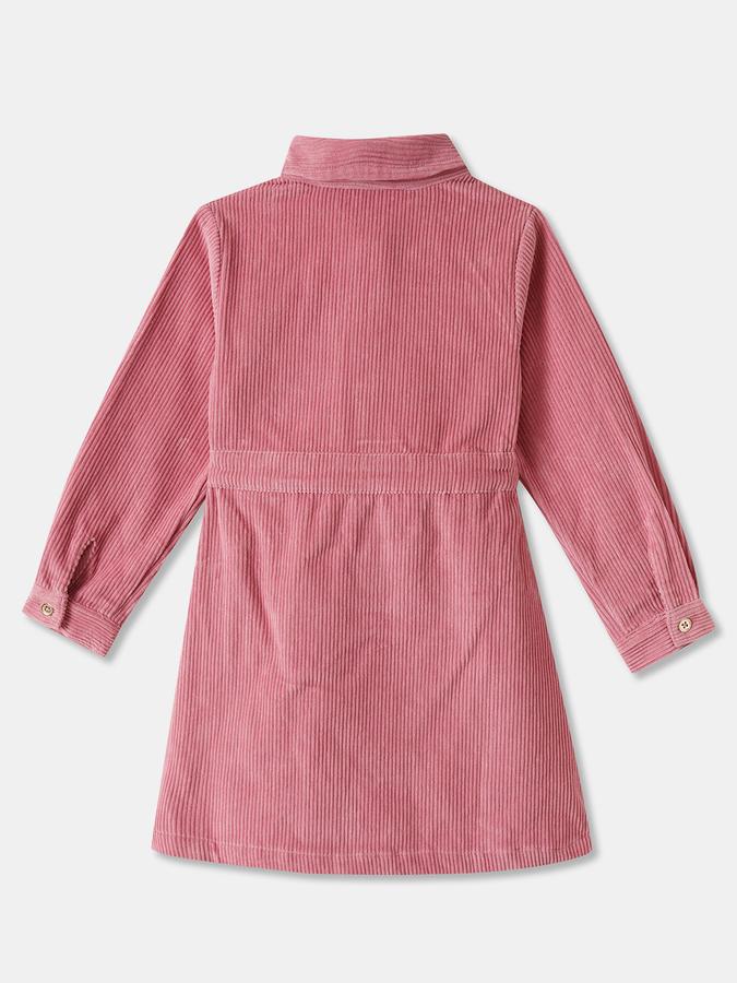 Girls Cotton Regular Fit Collar Neck Solid Dress