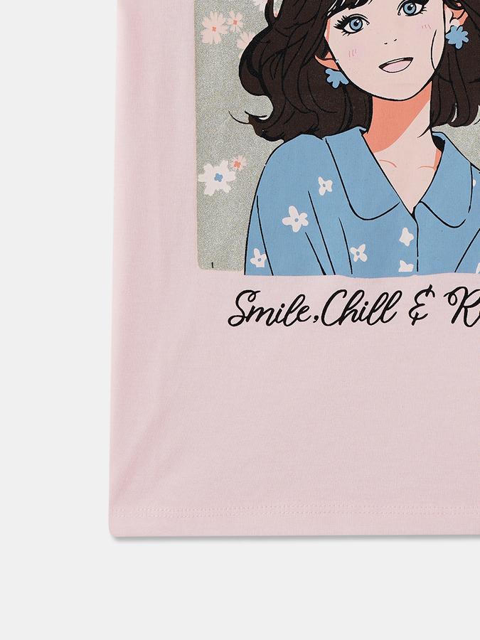 Printed T-Shirt with Crew Neck and Short Sleeves image number 3