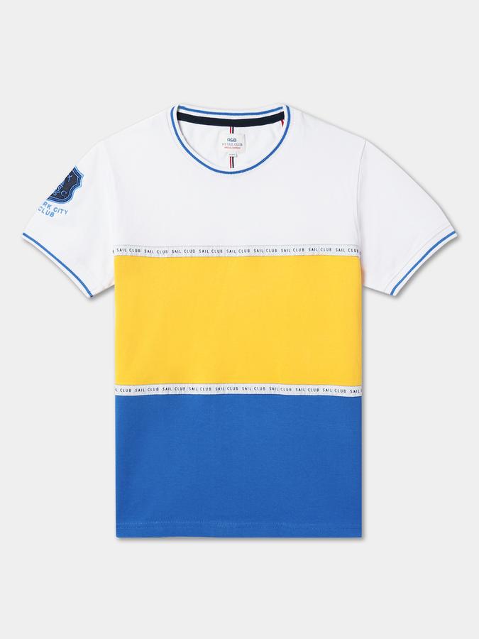 Boys Colourblock Round-Neck Relaxed Fit T-Shirt image number 0