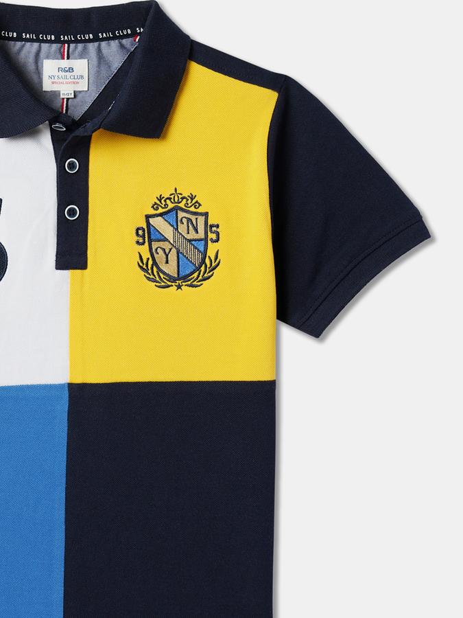 Boys Colourblock Relaxed Fit Polo T-Shirt image number 2