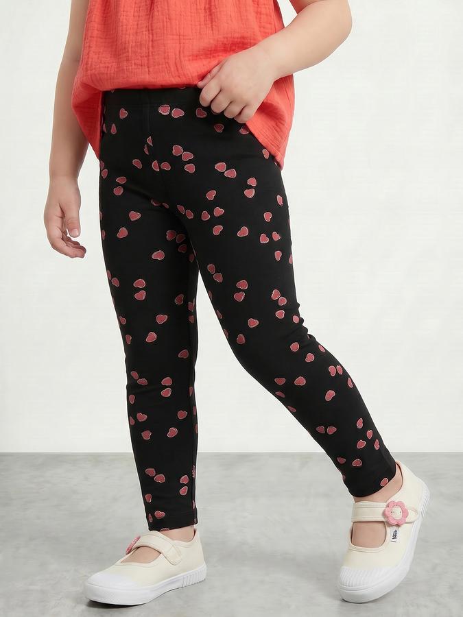 R&B Girl Black Printed Cotton Blend Leggings