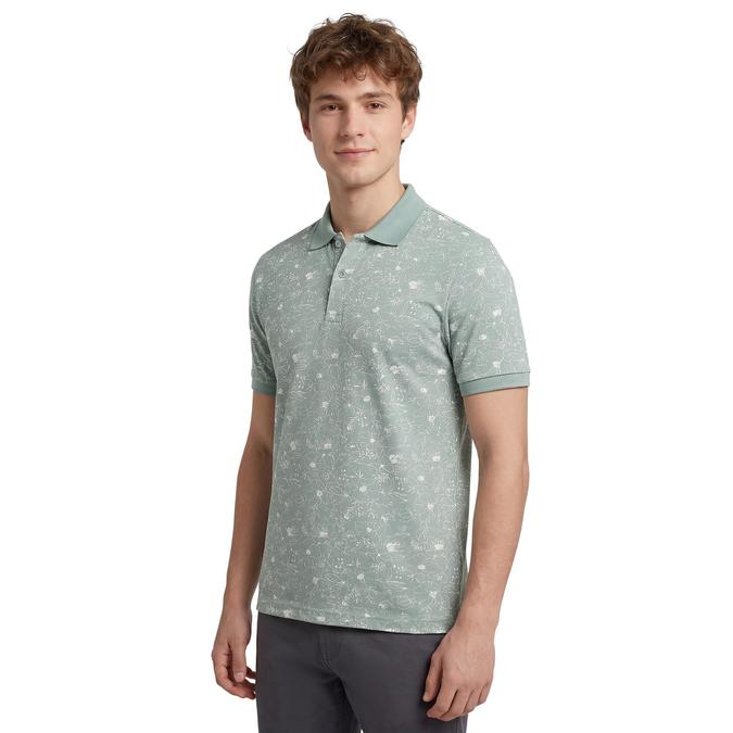 R&B Men Green Cotton Printed Polo Collar T-Shirt