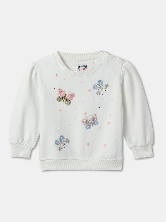 Girls Floral Regular Fit Full Sleeve Crew Neck SweaT-Shirt