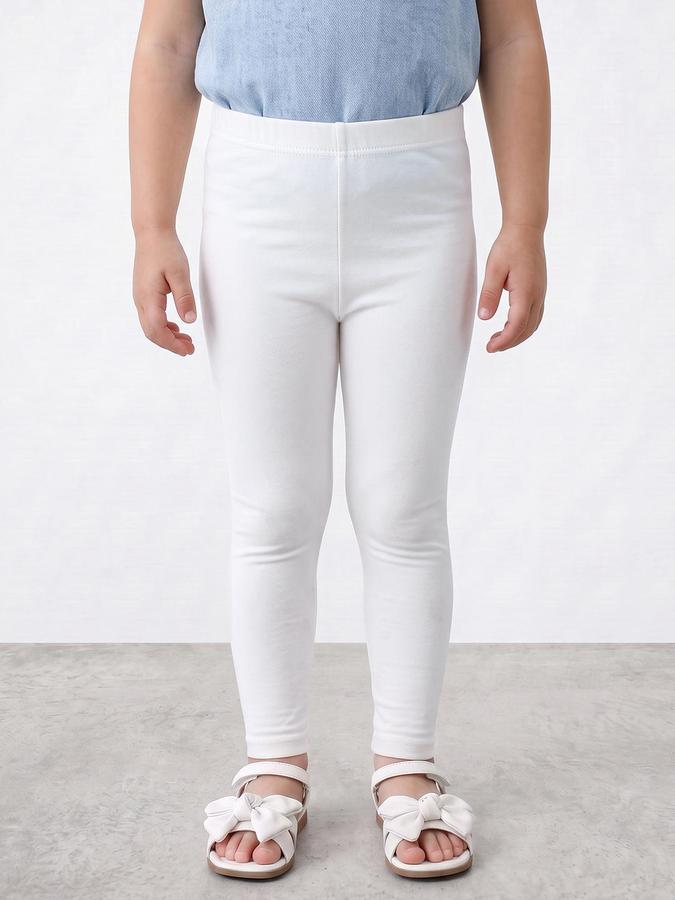 R&B Girls Snow White Solid Elasticated waist Leggings