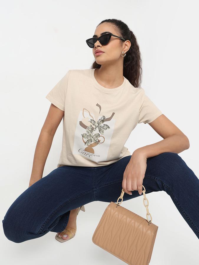 R&B Graphic Print Women Round Neck T-Shirt 