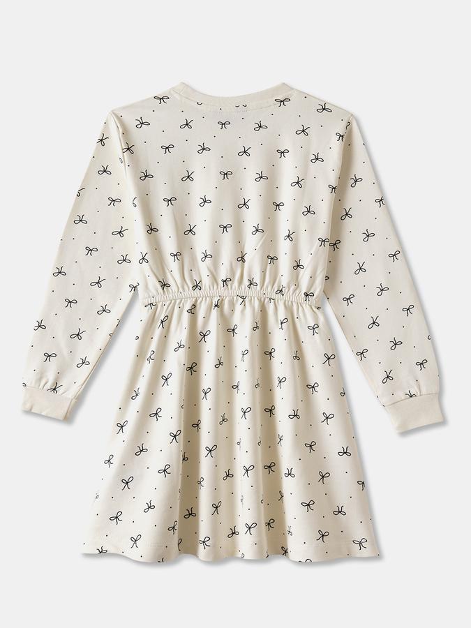 R&B Girls' Beige Printed Dress