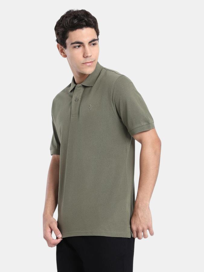 R&B Olive Solid Men Short Sleeve Polo T-shirt