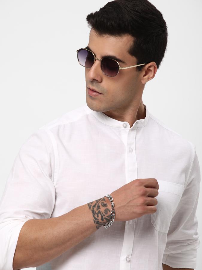 R&B Men White Casual Shirts