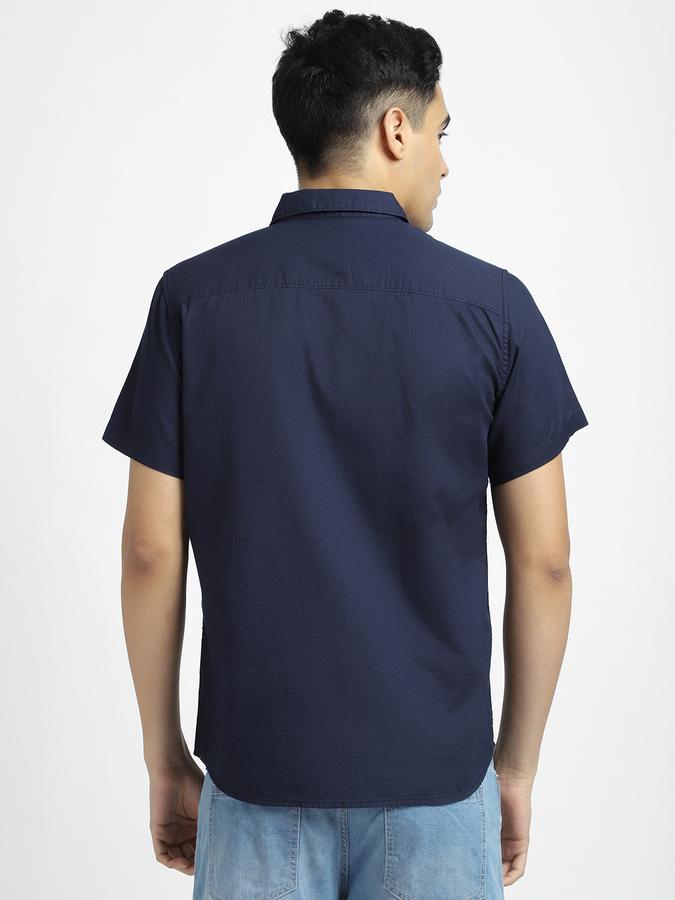 Men Cotton Regular Fit Point Collar Solid Shirt