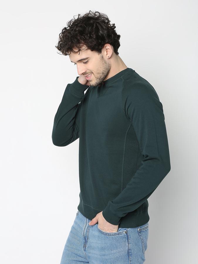 Men Cotton Regular Fit Crew Neck Solid Sweatshirt