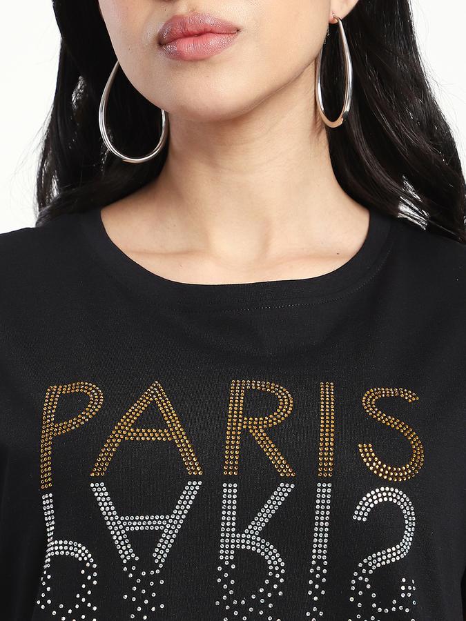 Women Cotton Regular Fit Crew Neck Graphic T-shirt