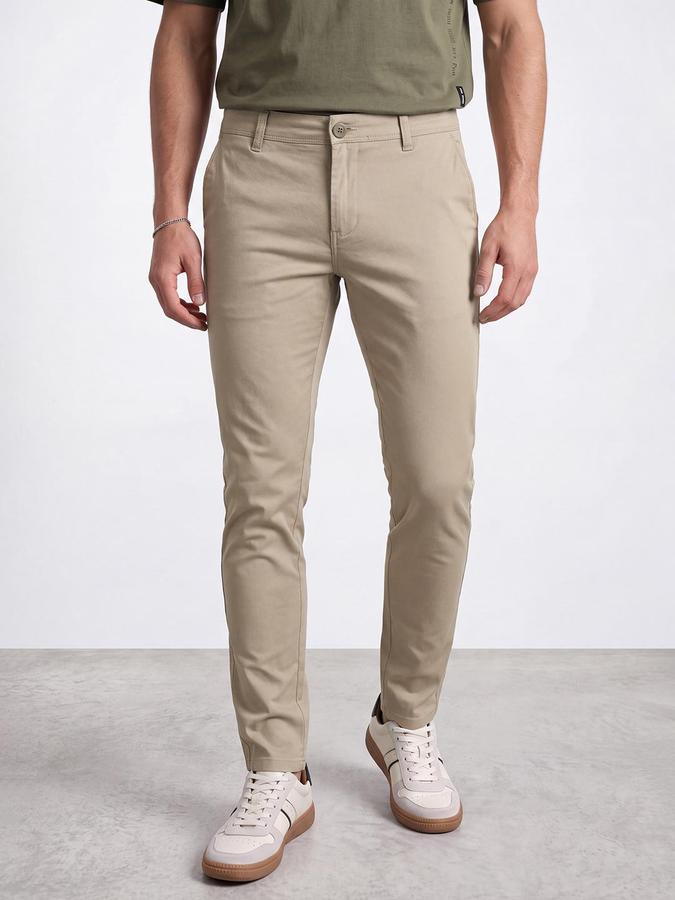 R&B Men Khaki Mid Rise Slim Fit Chinos