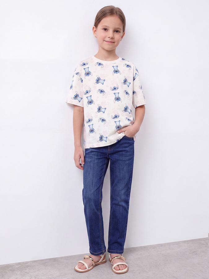 R&B Girls Off White Round Neck Short Sleeve Stitch Character Print T-Shirt