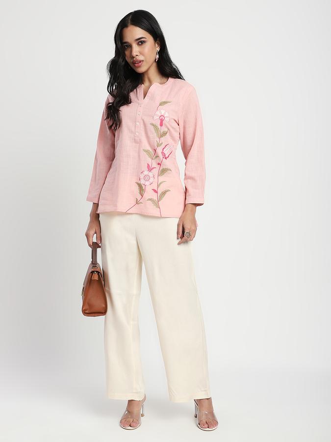 Women Viscose Wide Leg Mid Rise Solid Pants