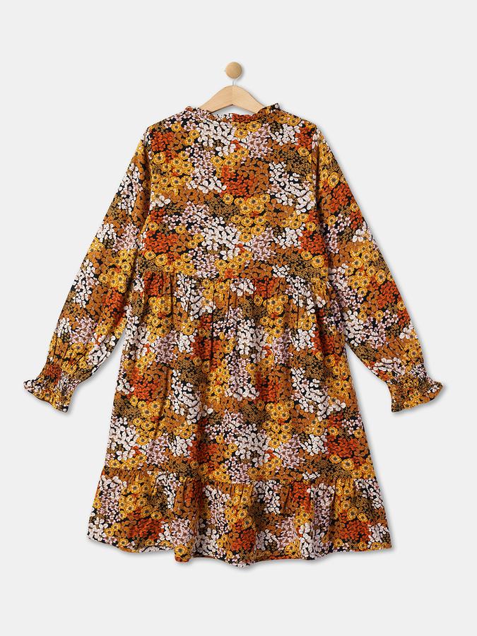 Girls Floral Print A-Line Dress image number 1