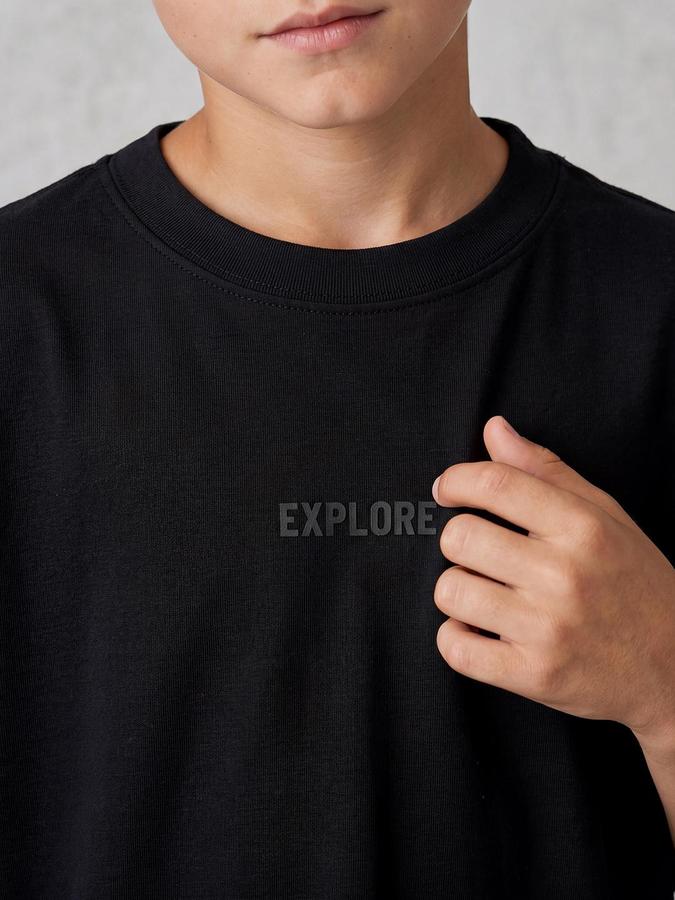 R&B Boys Black Short sleeve Round Neck Urban Edit Typography Graphics Relaxed Fit T-Shirt