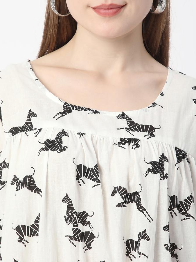 Women Cotton Printed Tiered Ethnic Dress