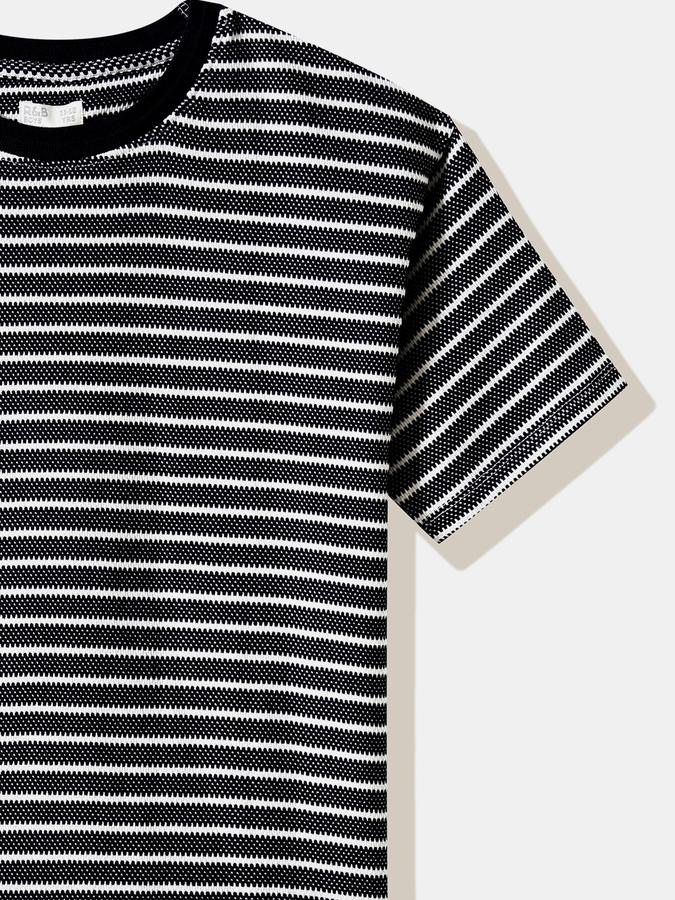 Boys Cotton Regular Fit Crew Neck Striped T-shirt