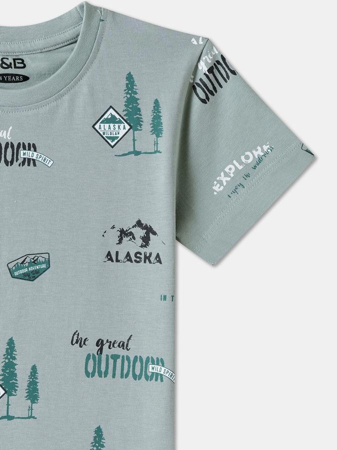 Boys Cotton Regular Fit Crew Neck Graphic T-shirt