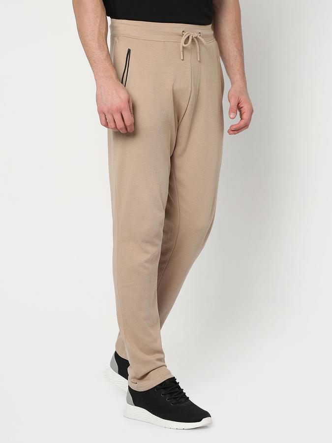 Men Cotton Tapered Fit Drawstring Waist Open Hem Trackpants