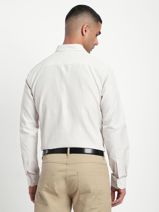 Men Cotton Blend Slim Fit Button-Down Collar Textured Shirt