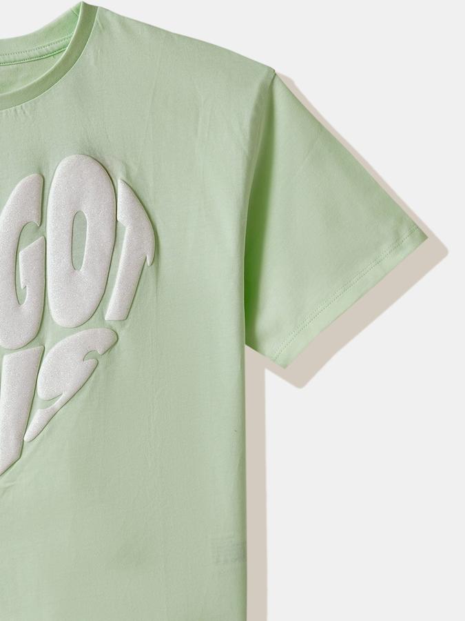 Girls Cotton Regular Fit Crew Neck Graphic T-shirt