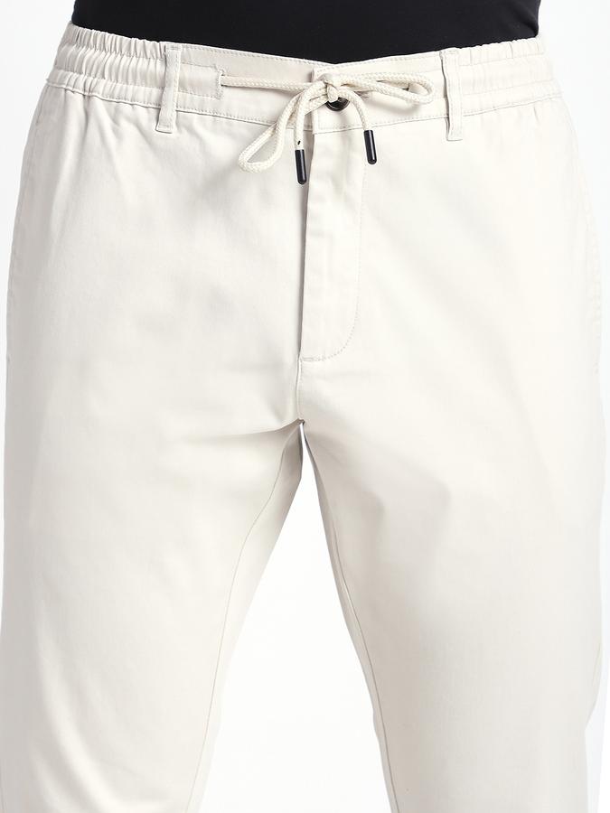 Men Cotton Blend Jogger Fit Drawstring Elastic Hem Pants