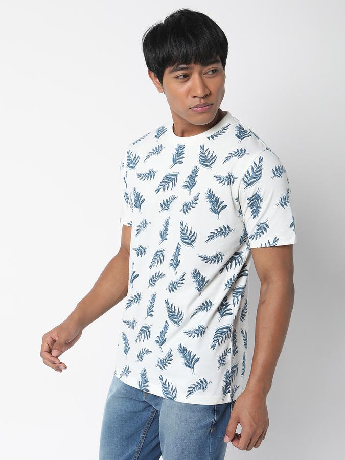 Men Cotton Regular Fit Crew Neck Printed T-shirt