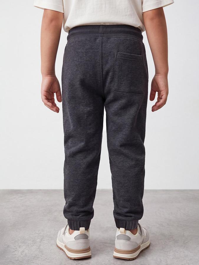 R&B Boys Charcoal Pure Cotton Solid Drawsting Joggers