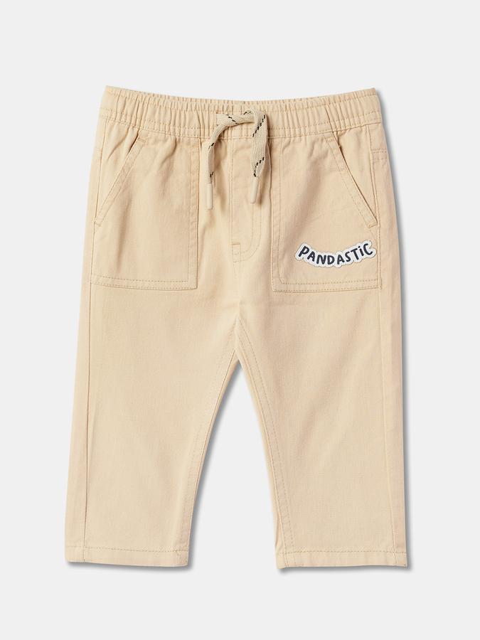 Boys Regular Fit Solid Drawstring Waist Trouser