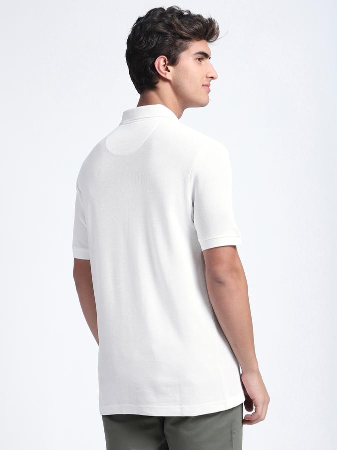 Men Cotton Regular Fit Polo Neck Solid T-shirt