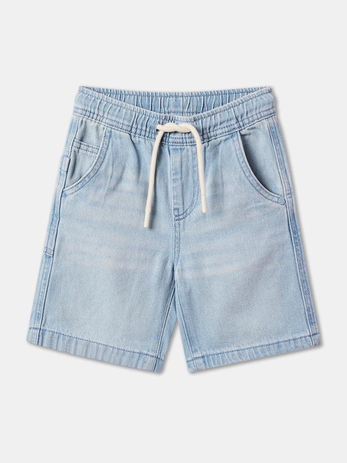 Boys Cotton Relaxed Fit Elastic Waist Dyed Shorts