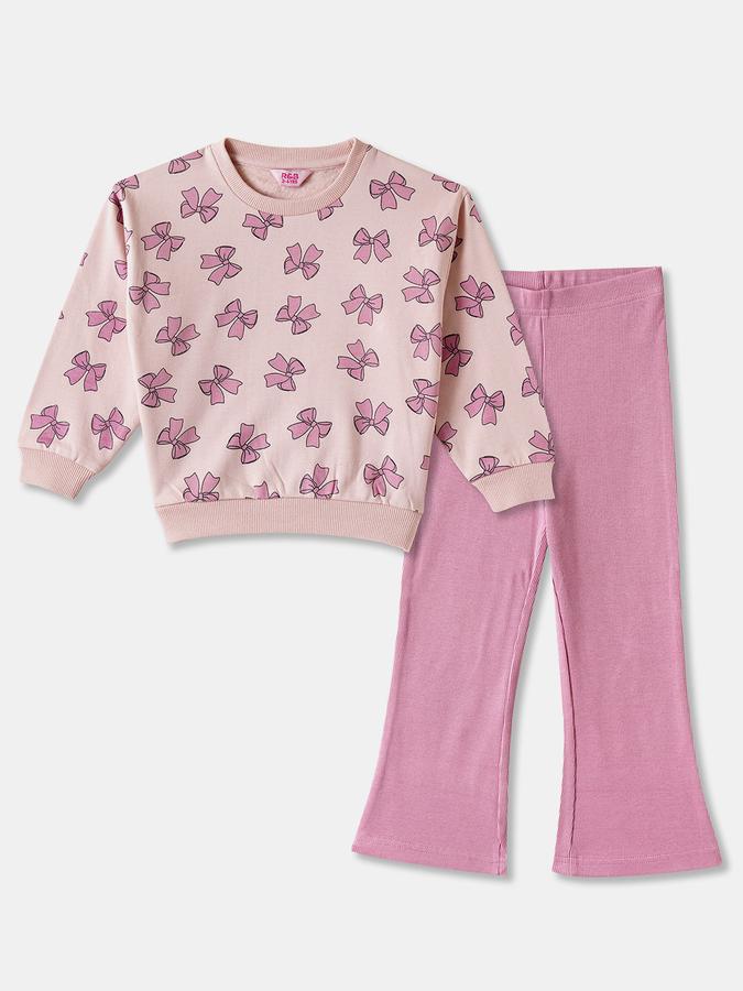 Girls Cotton Blend Printed Sweatshirt and Trousers Set