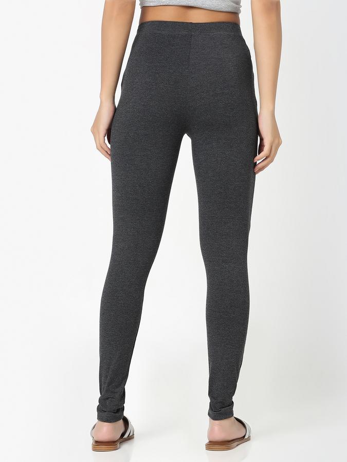 R&B Women Anthra Melange Solid Leggings