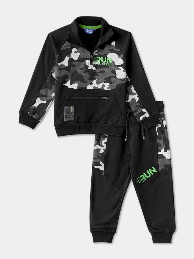 Boys Camouflage Print Relaxed Fit Co-Ord Set