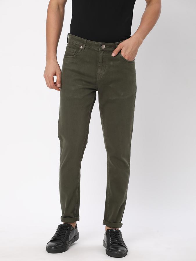 R&B Men Olive Jeans