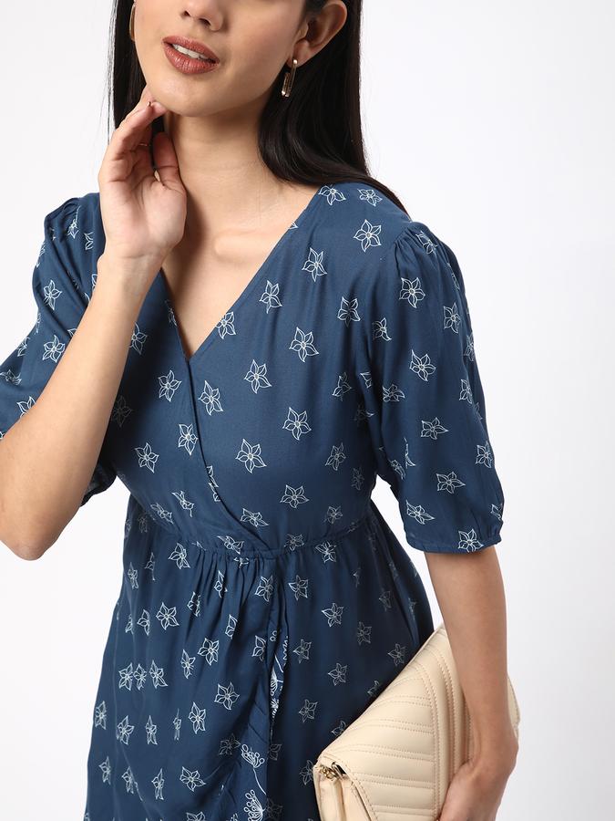 Women Rayon Printed Wrap Ethnic Dress