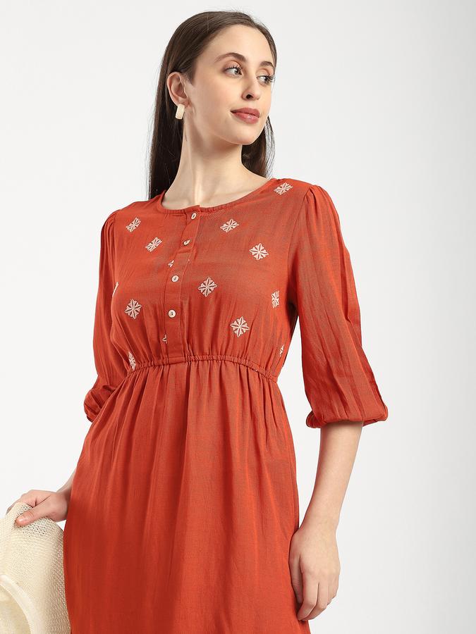 Women Viscose Crepe Embroidered Tiered Ethnic Dress