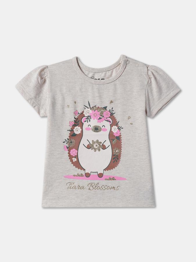 Baby Girls Graphic Print Pure Cotton Regular T Shirt