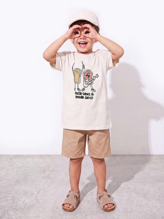 R&B Boys White Graphic Print Short Sleeves Soft Touch Tshirt