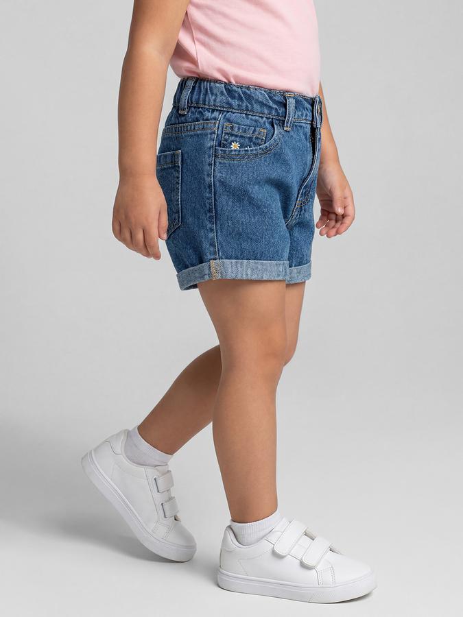 R&B Navy Blue Girls Above Knee Mid-Rise Regular Fit Shorts