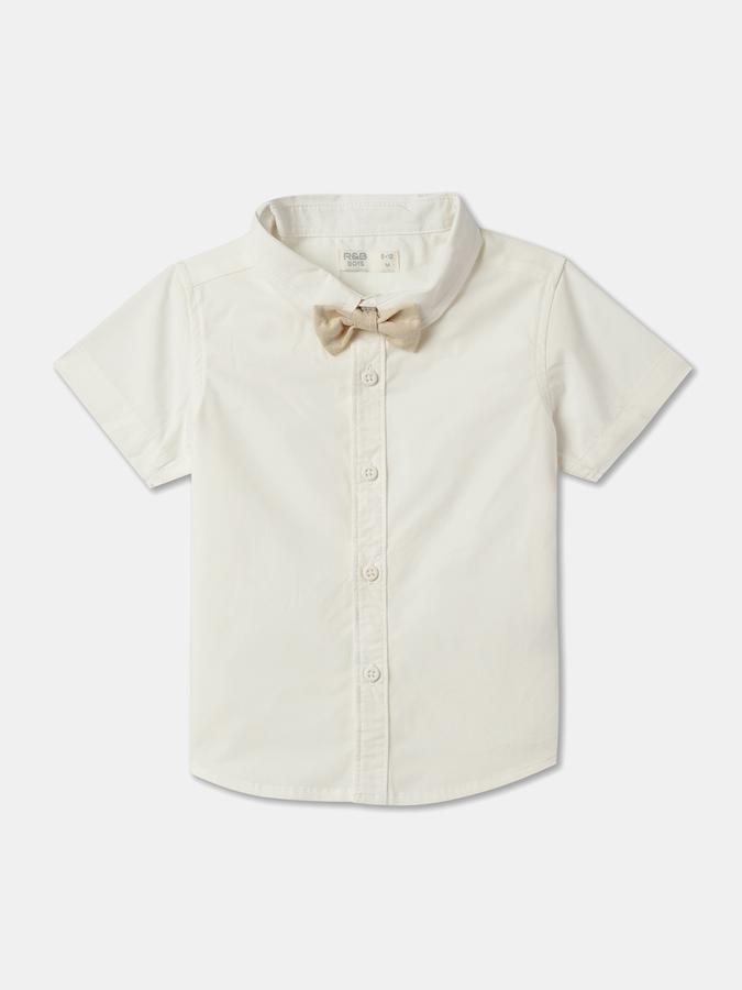 Boys Linen Blend Waistcoat Shirt And Solid Shorts Set