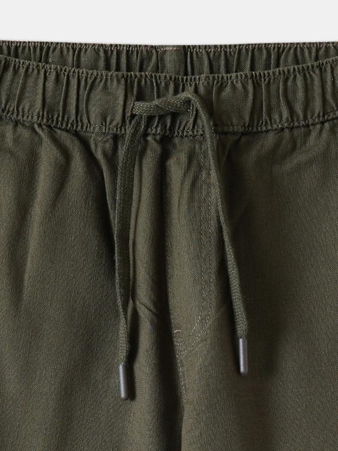 Boys Linen Regular Fit Solid Drawstring Waist Trouser