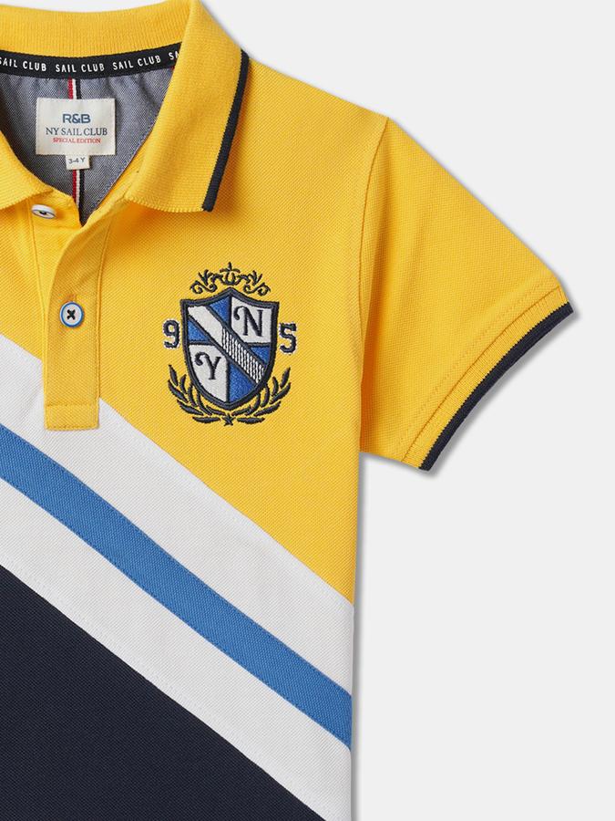 Boys Colourblock Relaxed Fit Polo T-Shirt data-index=